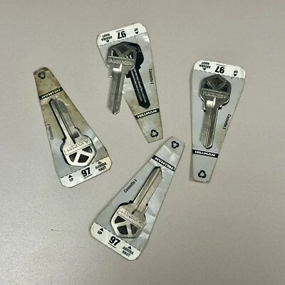 4-PK! Hillman Access+ Brass Nickel #97 Universal Single Sided Blank Key, NOS! - Image 1 of 3