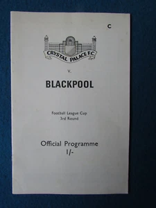 Crystal Palace v Blackpool League Cup 3rd Round 24/9/69 Programme - Picture 1 of 1