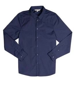NEW Men S Chef Works Deco Contemporary Collection Button Up Dress Shirt Navy Dot - Picture 1 of 8