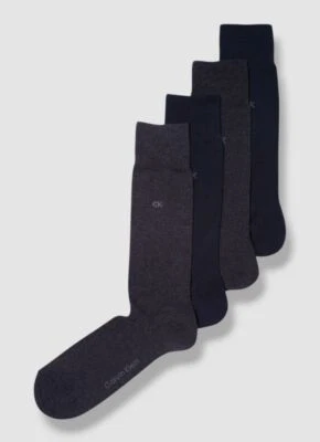 Paquete de 4 pares de calcetines de vestir de algodón azul gris Calvin Klein para hombre 7-12 Foto 1 de 2
