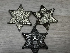 Vintage Wild Bill Hickok Deputy Marshal Tin Star & 2 Deputy Sheriff Tin Stars - Picture 1 of 16