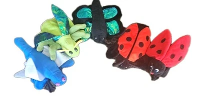 Caltoy Plush Hand Puppets Animals Incects Bugs Butterfly Full Body Lot of 5 Toy  - Image 1 of 4