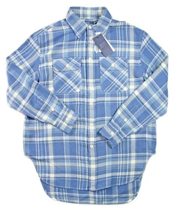 Polo Ralph Lauren Para Hombres Camisa de Franela XXS Manga Larga Botón Delantero Azul A Cuadros NUEVO - Imagen 1 de 5