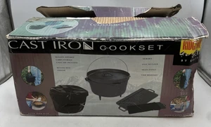 Ridgeway Kelty Cast Iron 9 QT Dutch Oven & Double Sided Griddle W/ Carry Bag NOB - Picture 1 of 19