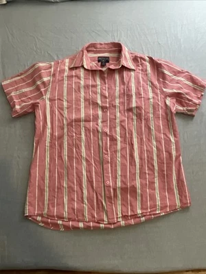 Steve & Barry's Relaxed Fit XL розовый в полоску на пуговицах короткий рукав  - Изображение 1 из 4