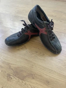 Born Size 10 Leather Oxford Walking Shoe Black Maroon Sneakers - Picture 1 of 18