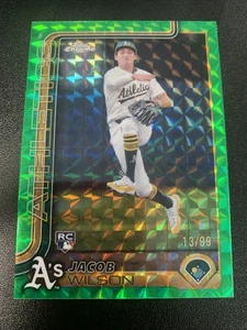 2025 Topps Chrome Jacob Wilson Green Geometric Refractor RC 85/99 Athletics - Picture 1 of 8