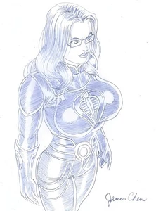 BOCETO A LÁPIZ ARTE CÓMIC ORIGINAL DE LA BARONESA G.I JOE 1 EN CARTULINA - Imagen 1 de 1