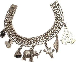 Sterling Silver made in Mexico Rare Charm Bracelet Cactus Jack Navajo Disney  - Picture 1 of 5