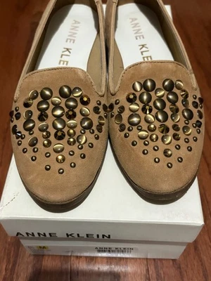 Anne Klein iflex Della Talla 6.5M Cuero Gamuza Tostado Mocasines Zapatos Planos Cuentas Usados en Excelente Condición Foto 1 de 4
