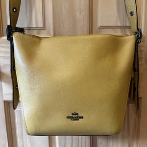 Coach Leather FLAX aka Mustard Dufflette Crossbody Bag Pre Loved 💛L@@K - Picture 1 of 20