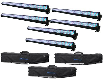 (6) Rockville ROCKSTRIP 252 LED DMX RGB Color Strip DJ Wash Up Light Bars+Bags - Image 1 of 4