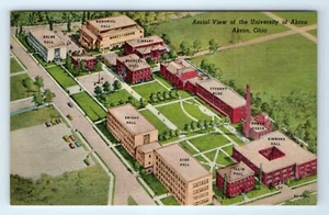 Vintage Postcard Aerial View University Of Akron Ohio OH - Picture 1 of 2