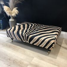 Animal Zebra Tiger Print Genuine Cowhide Ottoman Footstool MADE TO ORDER