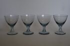 Set of 4 Steel Blue Wine / Drinking Glasses with Open Stems - Mid Century