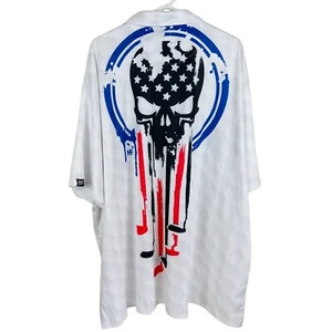 Hyper Favors Short Sleeve Polo 5XL Shirt NWOT Skull Red White Blue - Picture 1 of 5
