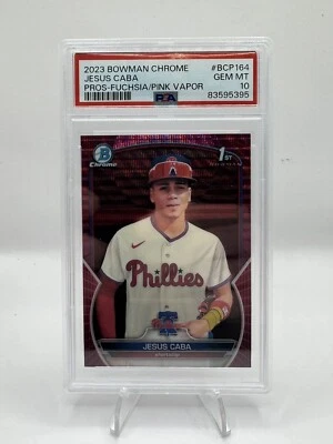 2023 Jesus Caba Bowman Chrome Pink Vapor /199 PSA 10 - Image 1 of 2