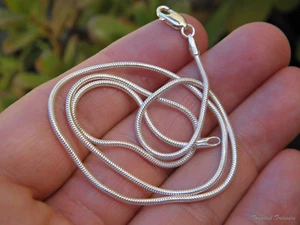 1.6mm Snake Chain 16" (40cm) - 32" (80cm) - 925 SOLID Sterling Silver - Picture 1 of 6