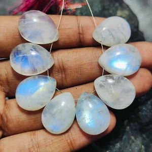 Amazing Blue Fire Rainbow Moonstone Cabochon Beads Size 18x13 MM 10 Pcs Gemstone - Picture 1 of 6