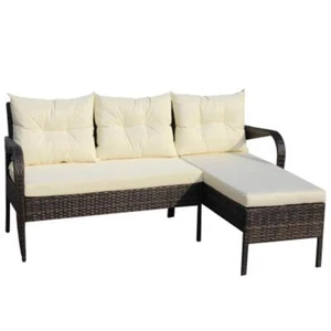 Patio Furniture Sets 2 Piece,Wicker Ratten Sectional Sofa with Seat Cushions - Picture 1 of 4