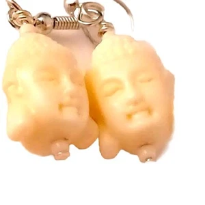 Handcrafted artisan earrings Siddhartha choice of cinnabar or bone - Picture 1 of 8