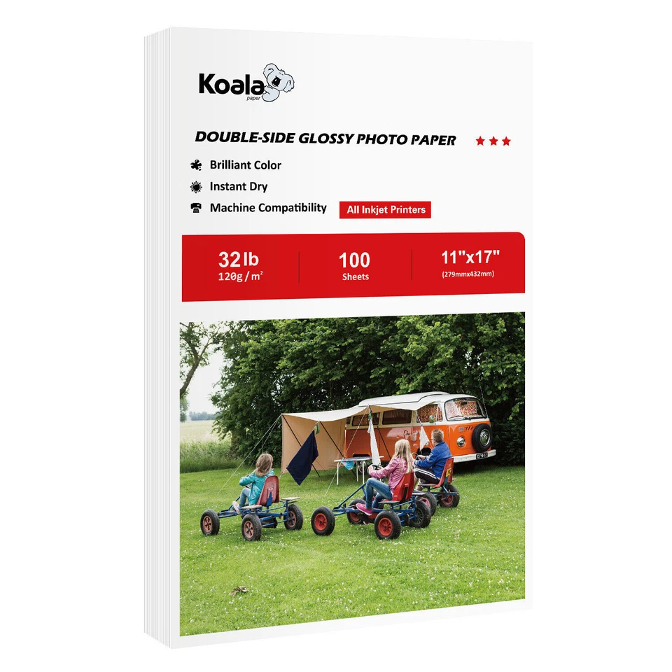 Koala Paper (DG120-11X17) 11x17" Double Side Photo Paper for Inkjet (100 Sheets)