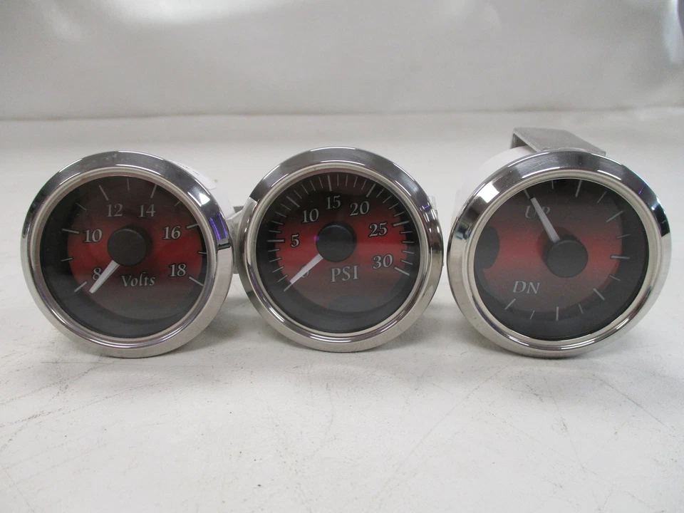 BEEDE NEXSYSLINK PSI / TRIM / VOLT GAUGE (SET OF 3) RED FACE / SILVER BEZEL BOAT - Image 1 of 4
