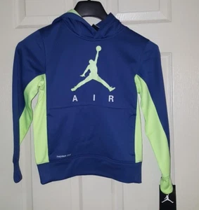 Authentic Nike Jordan Therma Fit Hoodie Jacket Youth S 8-10 Unisex blue/ green  - Picture 1 of 3