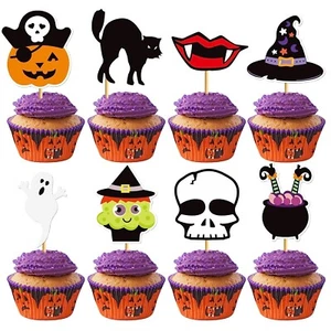 48pcs Halloween Cake Toppers Cupcake Decorations - 8 Designs Cute - Picture 1 of 6