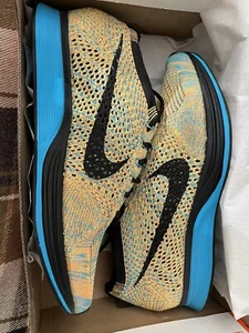Nike Flyknit Racer, Bright Citrus Blue Lagoon Women’s Trainers, UK Size 5.5 - Picture 1 of 13