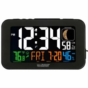 La Crosse Technology 617-1485B Atomic Color Alarm Clock, USB Charging Port -...
