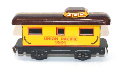 Marx 3824 O 6" Tinplate 4-wheel Caboose Union Pacific UP  Exc B - Image 1 of 4