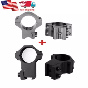 4PCS High+Low Profile 25.4mm 1" Scope Ring Fit 11mm Dovetail Rail Mount USA - Picture 1 of 12