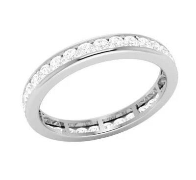 Eternity Anniversary Ring SI1 G 1.40 Ct Natural Diamond Channel Set 14K Gold - Image 1 of 4