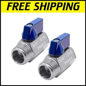 Compact 316 Stainless Steel 3/4 Inch Ball Valve Set - Easy Quarter-Turn Shut-Off - Picture 1 of 7