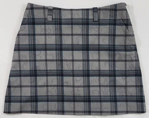 Women's Nike Golf Skort Skirt Size 6 Waist 30" Gray Blue Plaid Dri-FIT Pockets - Foto 1 di 18