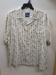 Pendleton Bamboo Shirt Hawaiian Mens Size XXL Beige Floral All Over Print - Picture 1 of 9