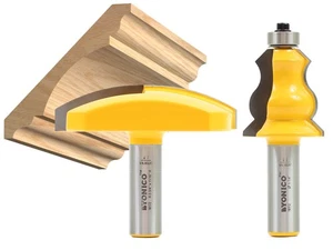 Elegant 2 Bit Crown Cap Molding Router Bit Set - 1/2" Shank - Yonico 16212 - Picture 1 of 3