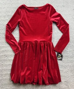 Art Class Girl's Size XL (14) Long Sleeve Velour Bubble Dress Red - Picture 1 of 7
