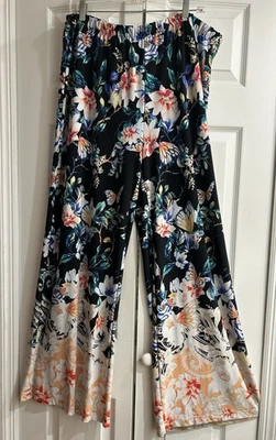 Chico's Travelers Knit TROPICAL Palazzo Pants~31.5" inseam~Size 3 = XL/16 - Image 1 of 4