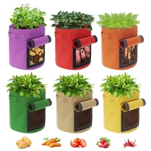 6 Pack 7 Gallon Potato Grow Bags With Flap and Handle, Garden Planting Bag, N... - Picture 1 of 7