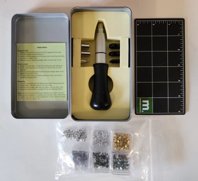 Making Memories Instant Setter Eyelet Hole Punch w/ Eyelets Emboss In Metal Box - Image 1 of 4
