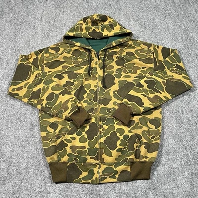 Vintage Camo Hoodie Mens XL Full Zip Thermal Lined USA Made 90s Ace Sportswear - Image 1 of 4