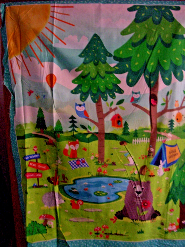 100% cotton novelty fabric panel  "Happy Camper" by Benartex Fabrics - Image 1 of 1