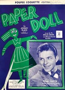 Muñeca de papel partituras 1943 Poupee Coquette Sinatra canadiense inglés francés - Imagen 1 de 6