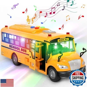 Yellow School Bus Toys for Toddlers 1-3 with 4 Different Flashing Lights and - Picture 1 of 5