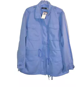 LAUREN RALPH LAUREN Womens Blue Loch Cotton Lightweight Jacket SZ Large NWT $195 - Picture 1 of 3