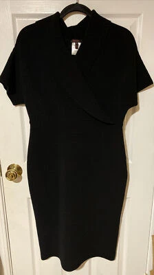 Vestido para mujer ESCADA grueso negro 100 % lana virgen manga corta talla 40 Foto 1 de 4