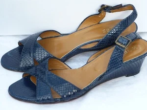 Hobbs London women's sandals wedge heel size UK6.5/39.5/navy blue - Picture 1 of 13