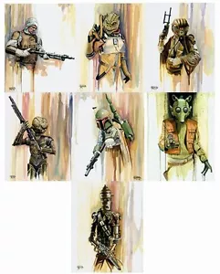 Juego de litografía de retrato de cazarrecompensas de Star Wars Dengar Bossk Fett Greedo IG-88 - Imagen 1 de 14